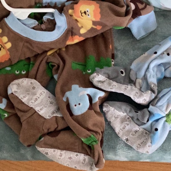 Carters 12 month fleece pajamas zip front safety material on feet cute details - Picture 9 of 12